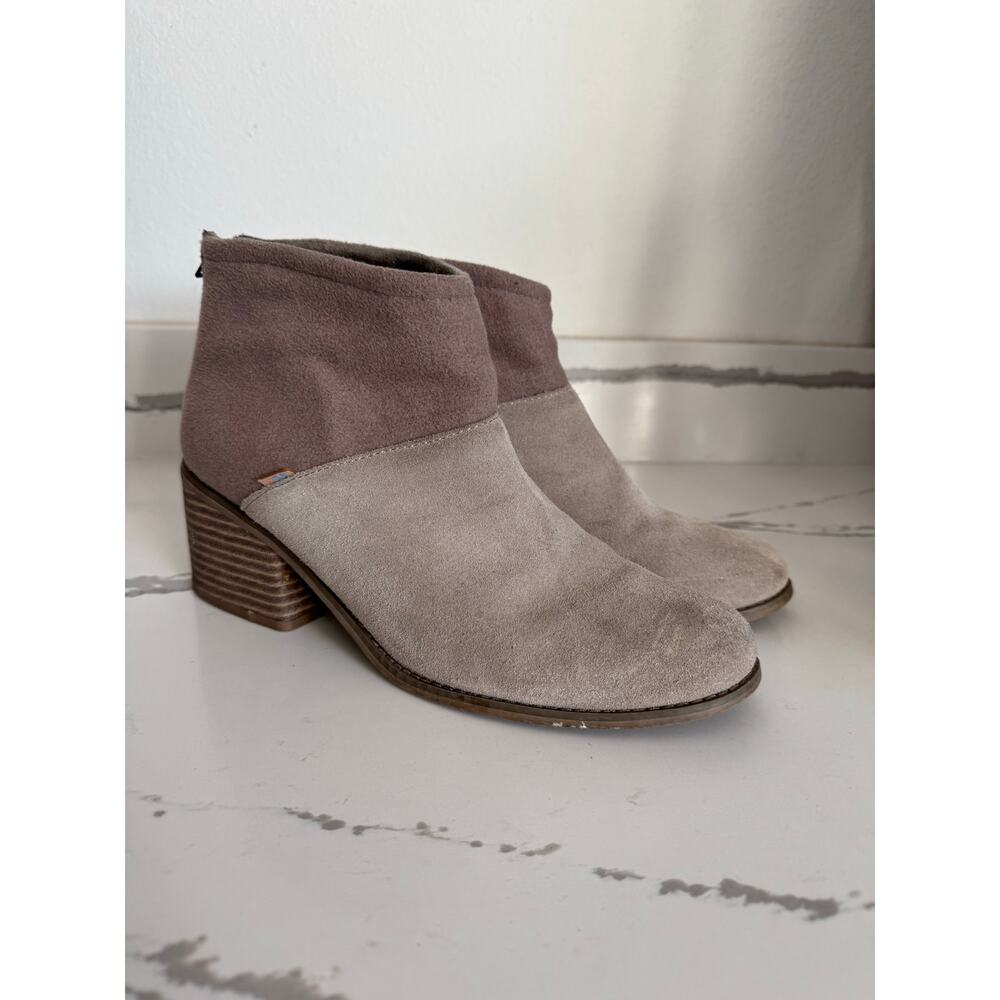 Tom'sโ Heeled Booties Suede Camel Size 10